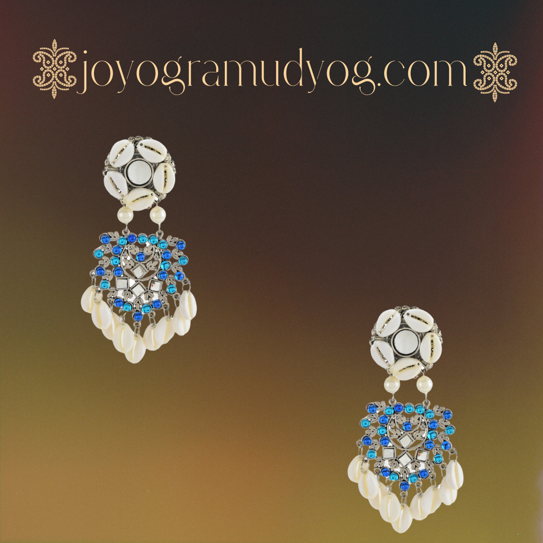 Elegant Blue and White Beaded Earrings