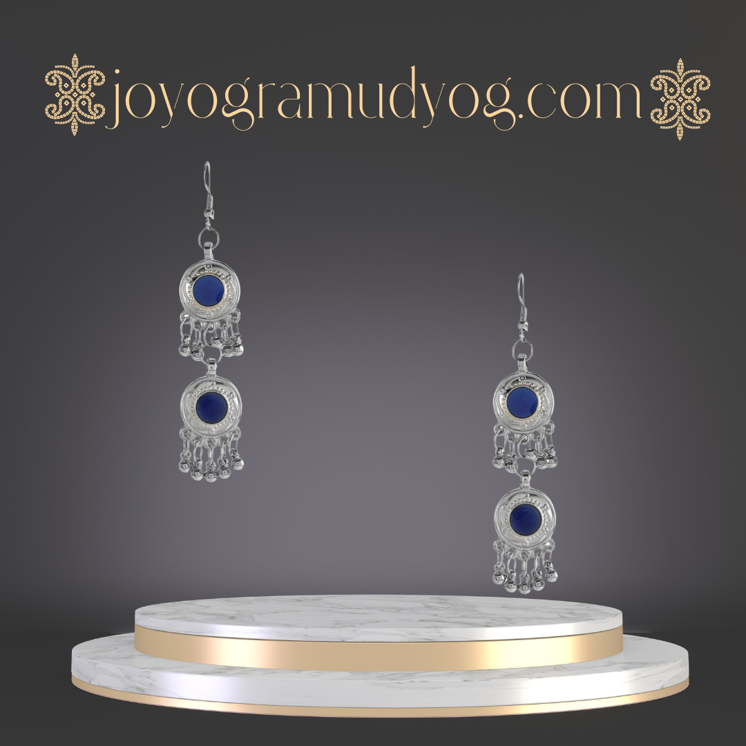 "Elegant Silver and Blue Stone Dangle Earrings