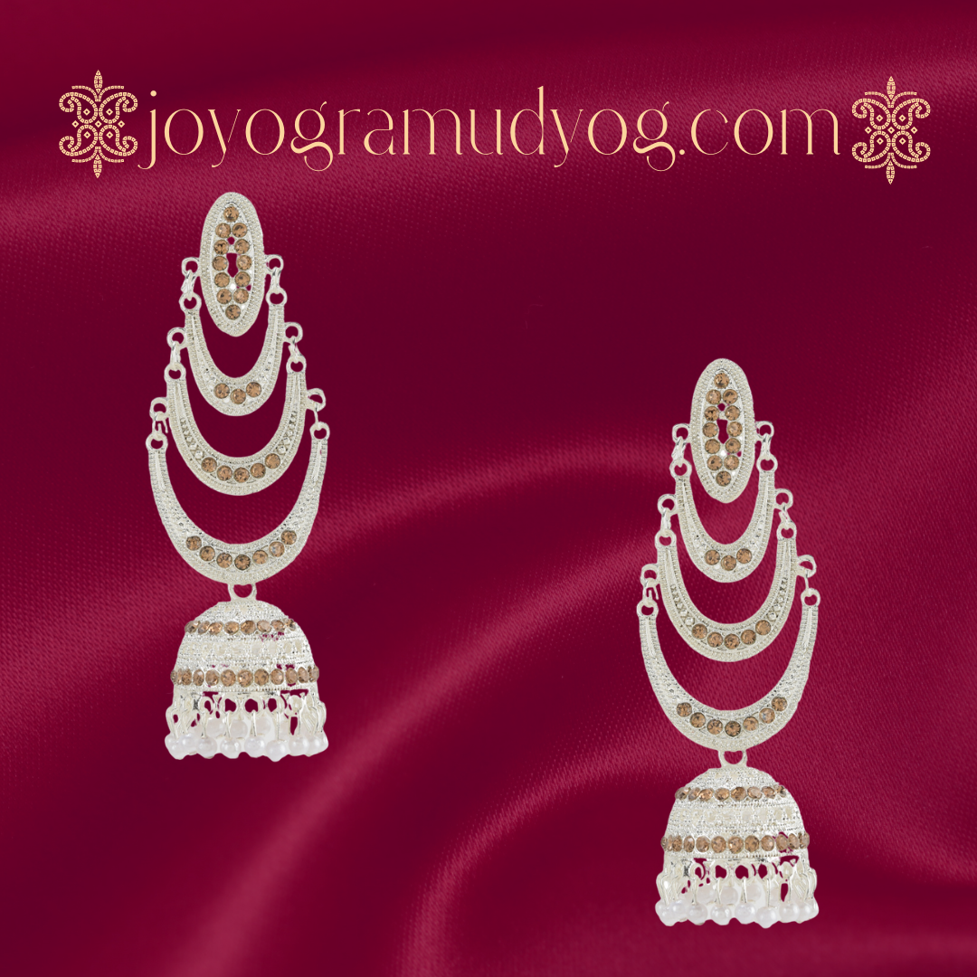 Elegant Multi-Layered Chandbali Earrings with Intricate Detailing