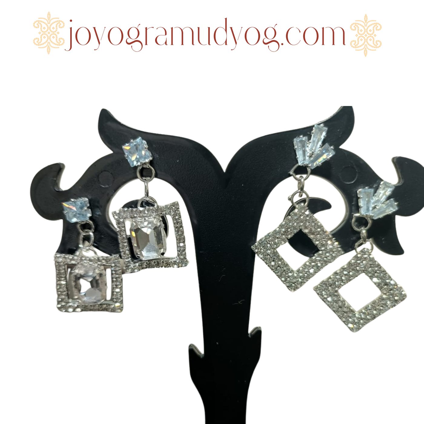 Elegant Square Drop Earrings with Crystal Accents