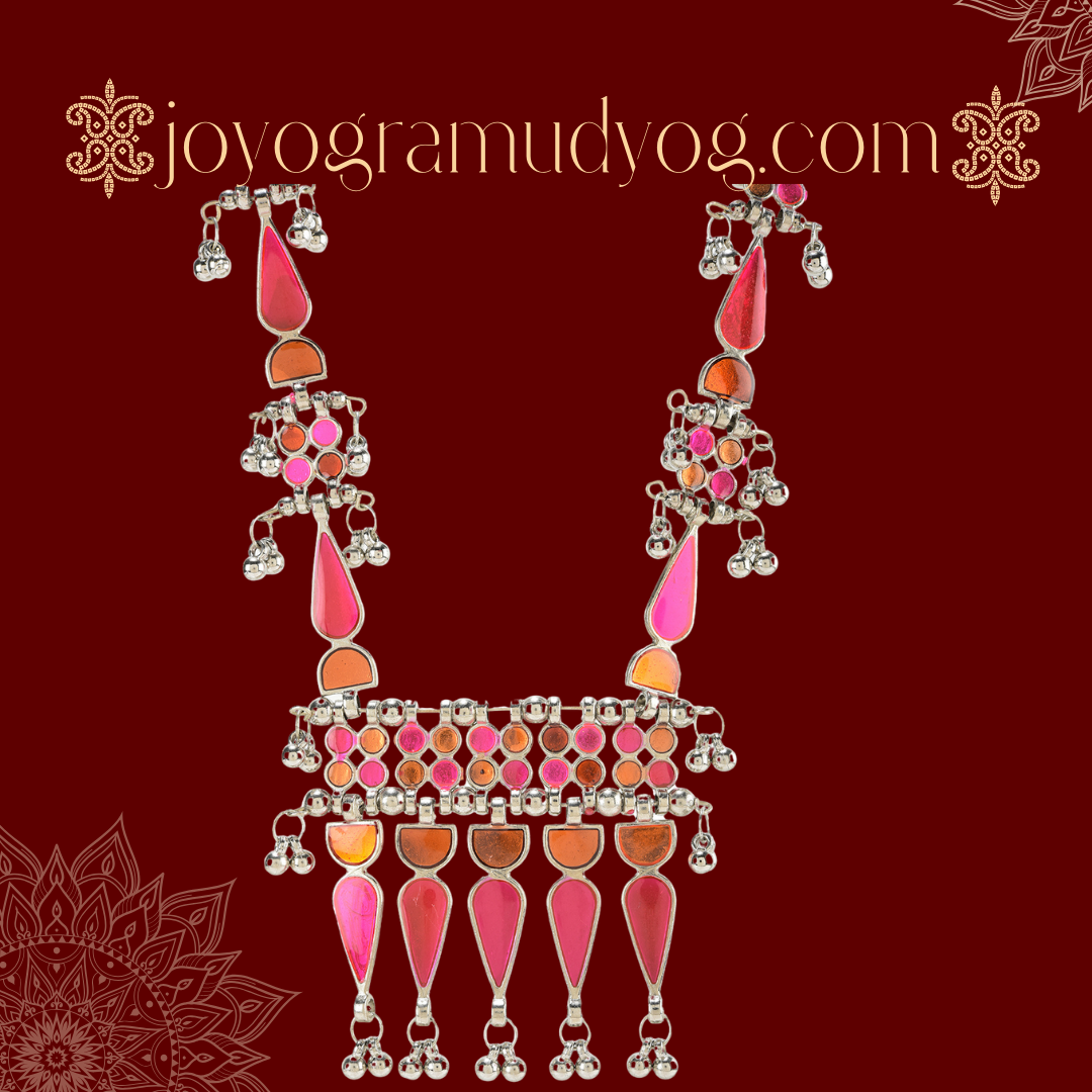 Elegant Traditional Necklace with Vibrant Pink and Orange Accents