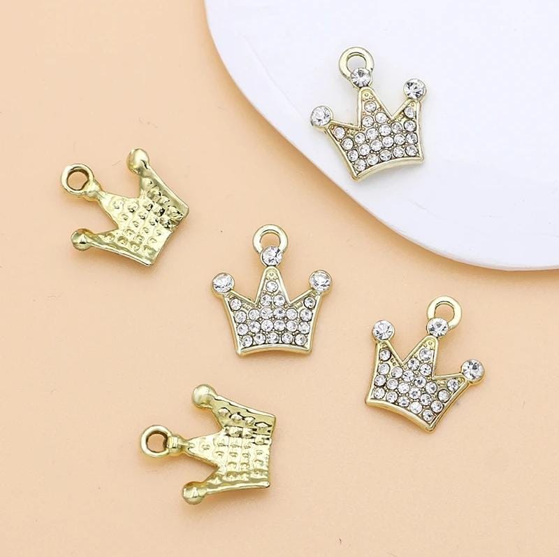 Elegant Crown Charms with Rhinestones